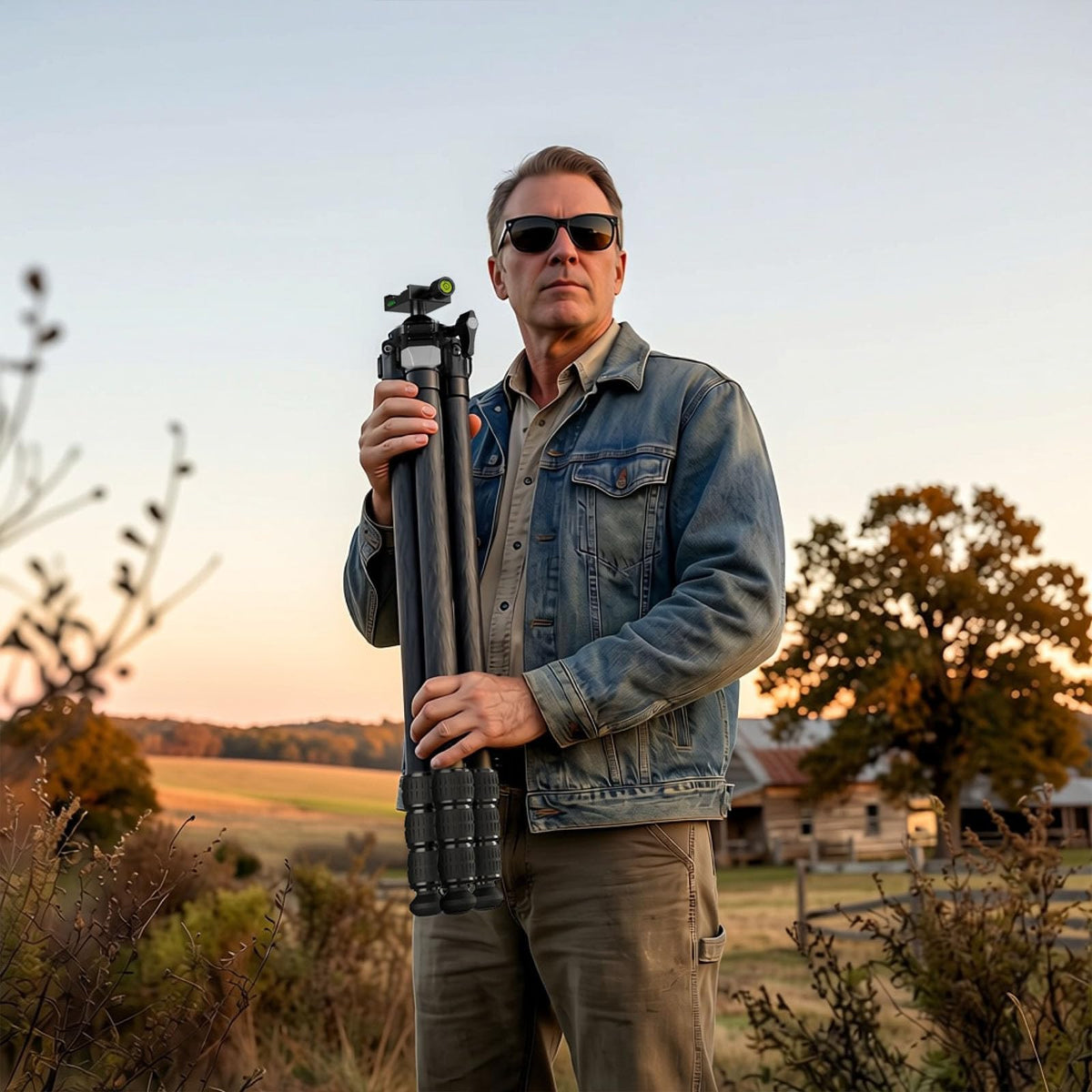 Carbon Fiber Hunting Tripod with Bubble Level and Ball Head V225