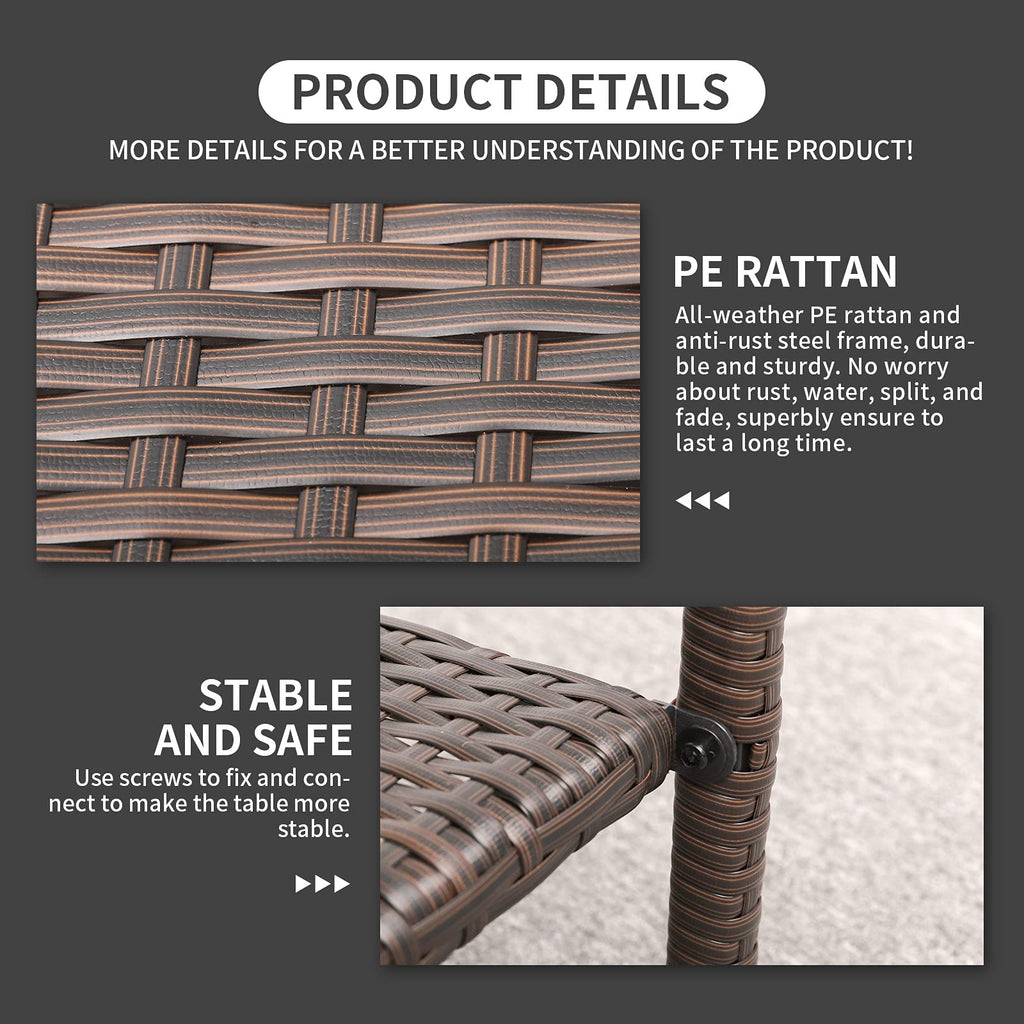 Outdoor PE Wicker Side Table with Glass Top O71476
