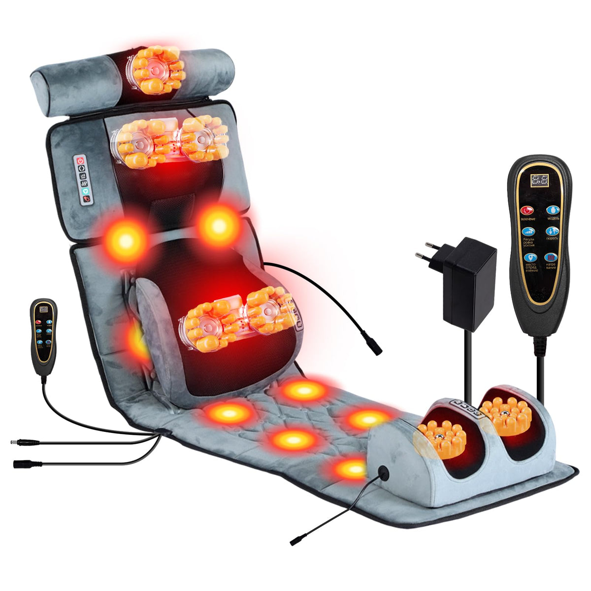 Full Body Massage Cushion with Heat, 10 Vibration Heads, 9 Speeds A98417