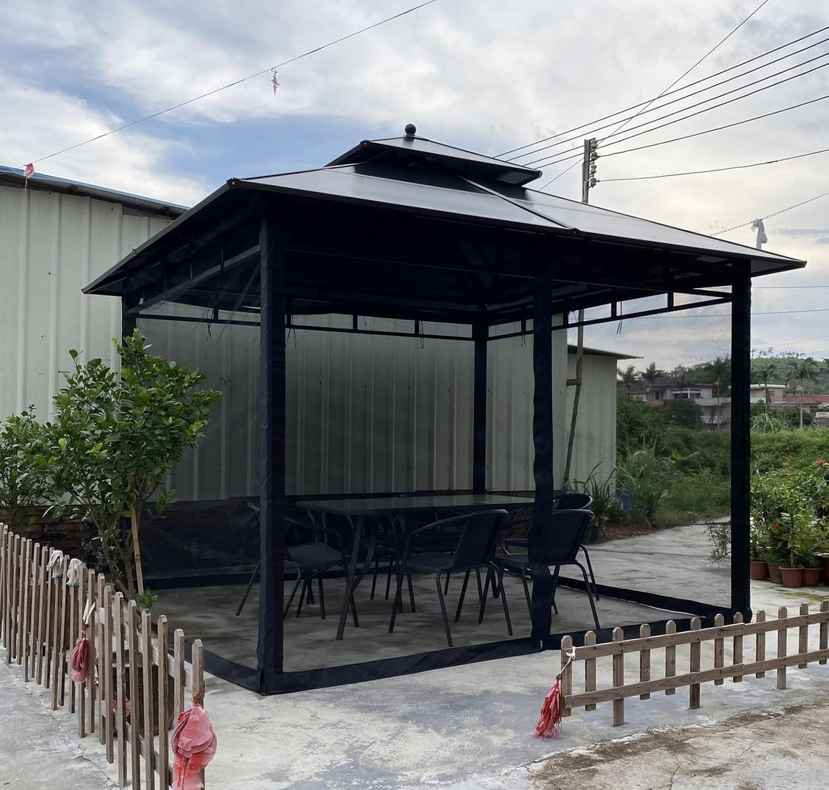 Mosquito Net 4-Panel Canopy Screen Wall with Zipper for 10 x 10' Gazebo D40059