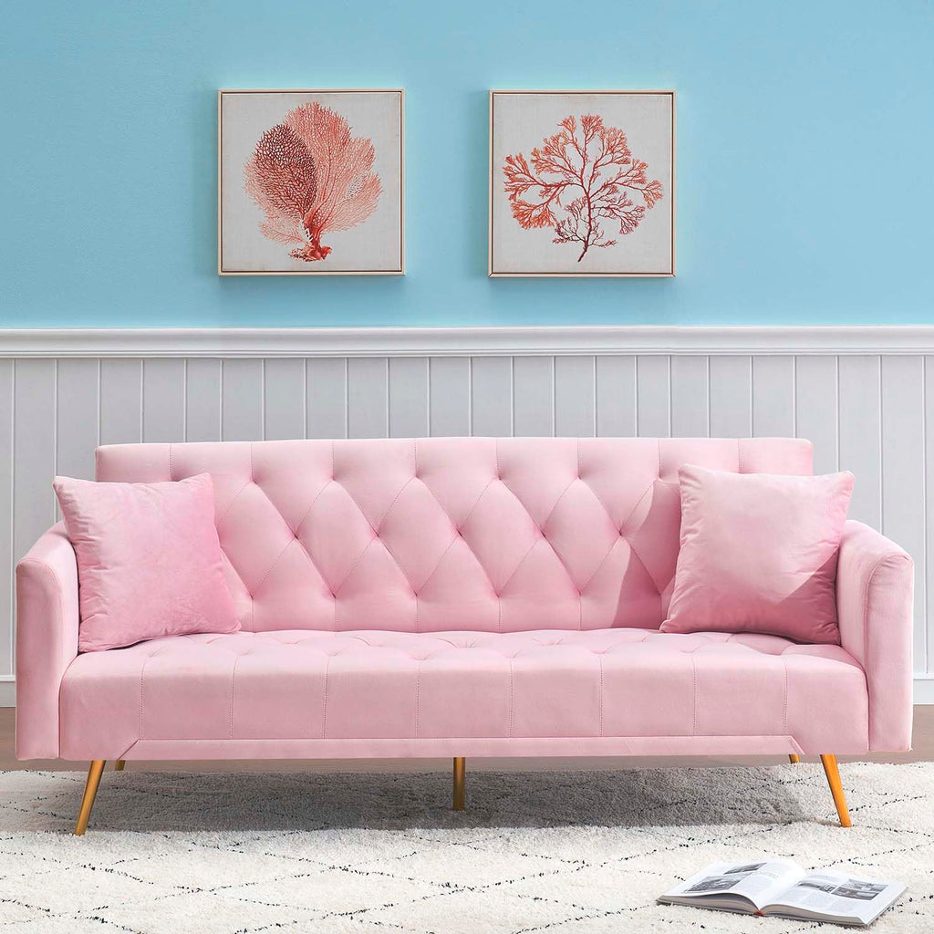 Pink Velvet Futon Sofa Bed C1680