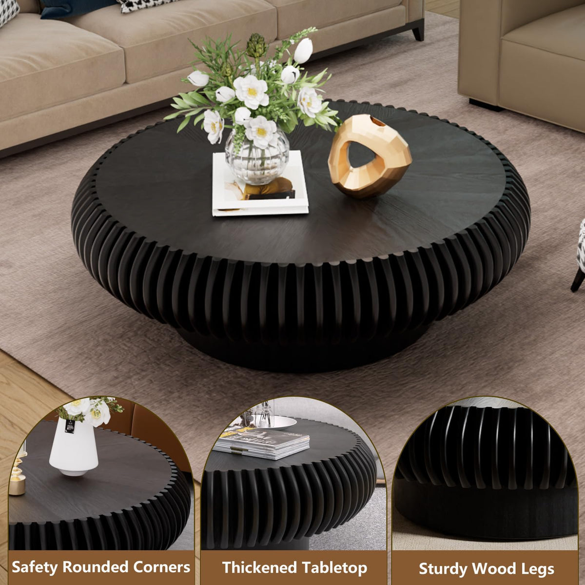 Black Round Coffee Table M925