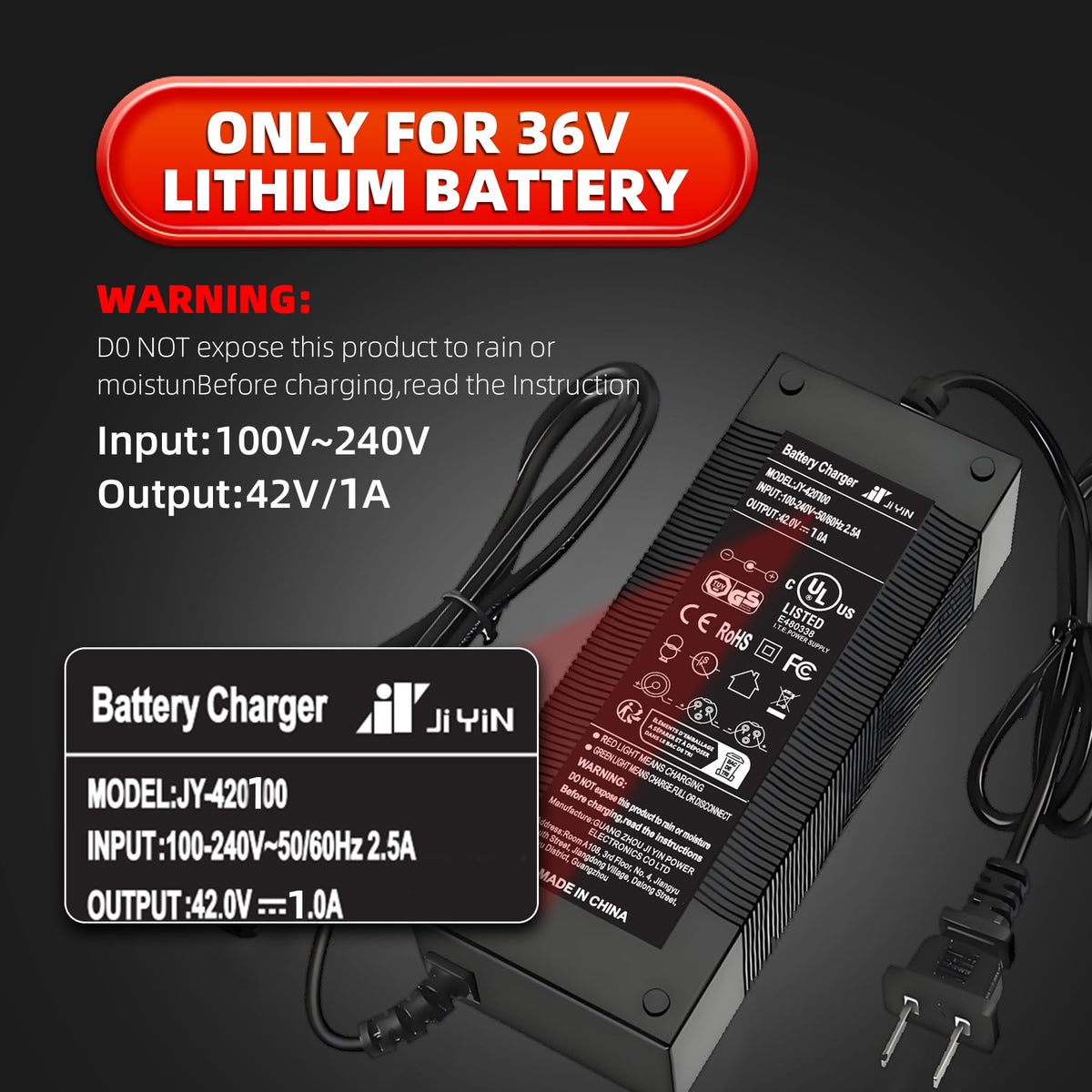 42V 1A Electric Scooter Charger with 4 Plugs Z7213