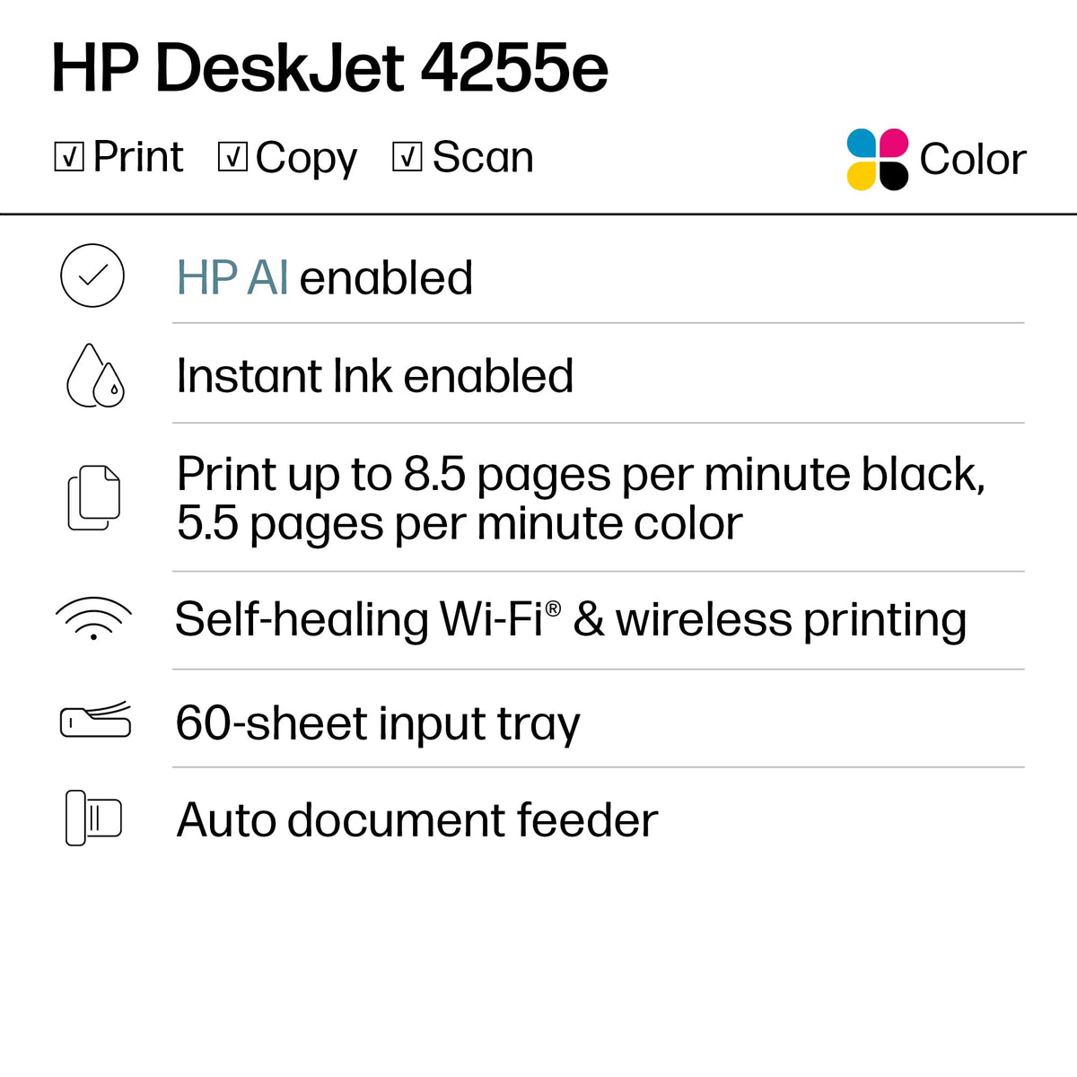 Wireless All-in-One Color Inkjet Printer, Scanner, Copier K344868
