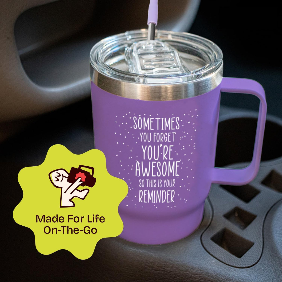 20 Ounce Vacuum Insulated Tumbler With Handle Purple T988