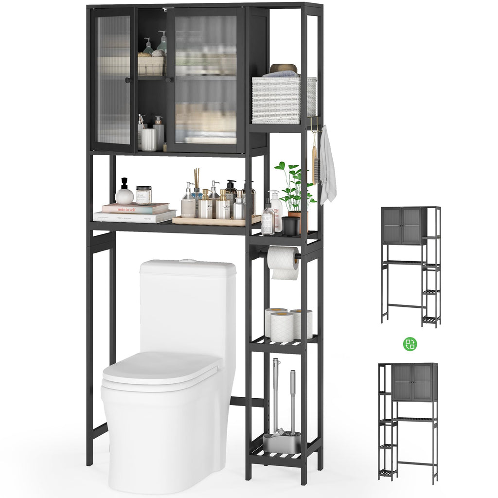 Black Over the Toilet Storage Cabinet with Adjustable Shelves K2674