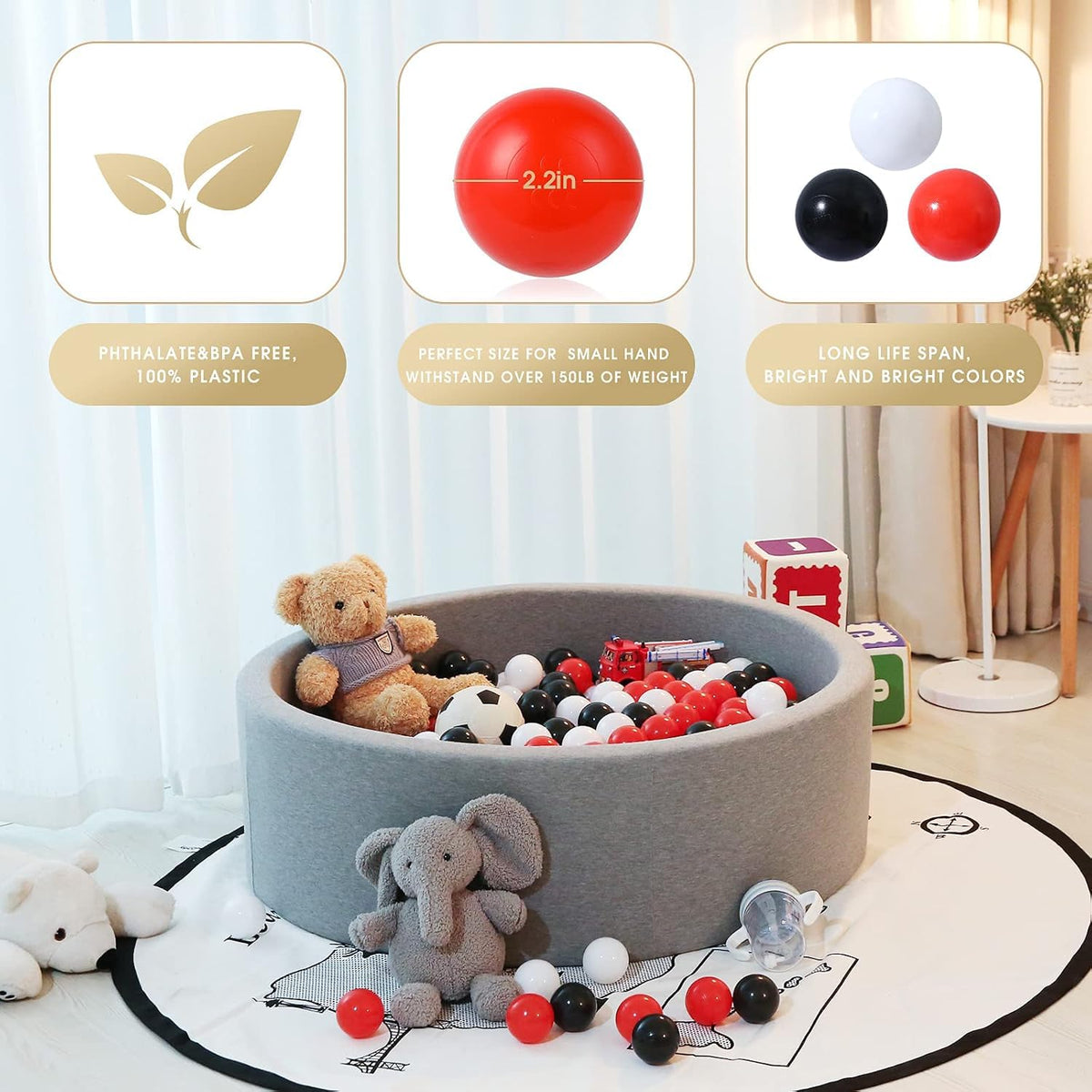 Plastic Balls for Ball Pit 50 100 200 pcs 2.2" Set S9608