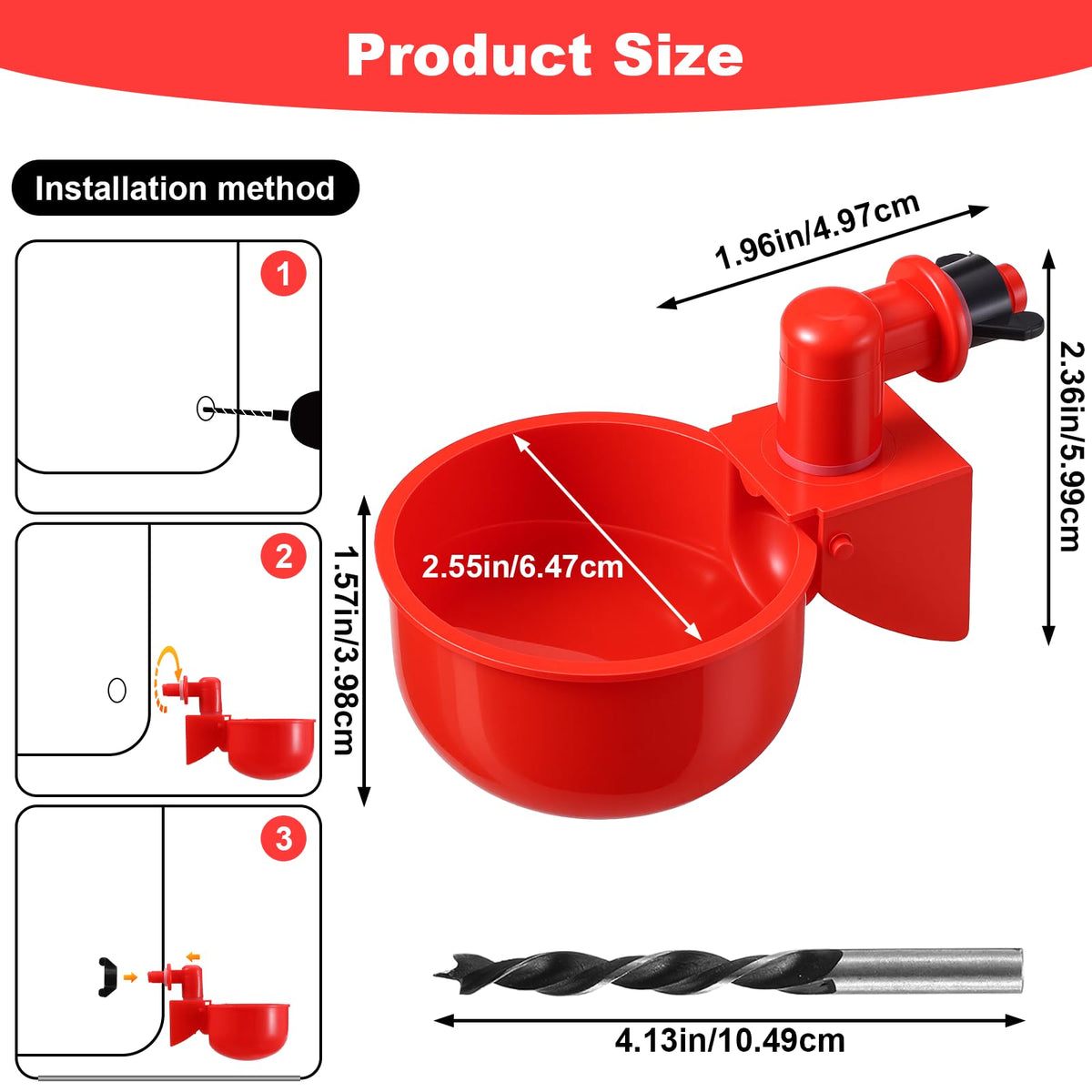 Automatic Chicken Waterer Cups 24-Pack Poultry Drinker with Hole Saw O4866