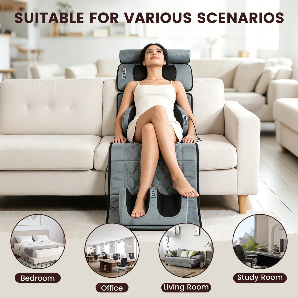Full Body Massage Cushion with Heat, 10 Vibration Heads, 9 Speeds A98417