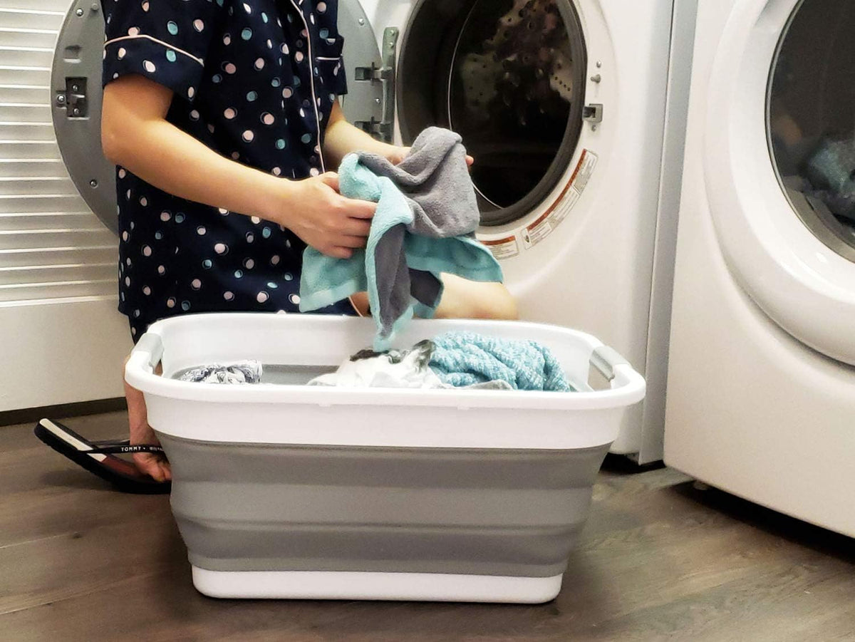 Collapsible Plastic Laundry Basket Set of 2 B13084