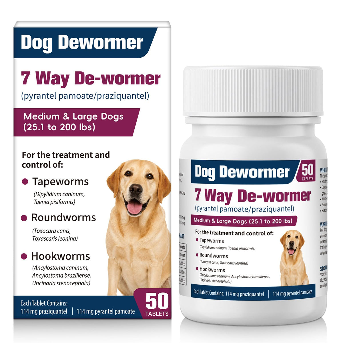 7-Way Dewormer for Large Dogs & Puppies, 50 Tablets Y424