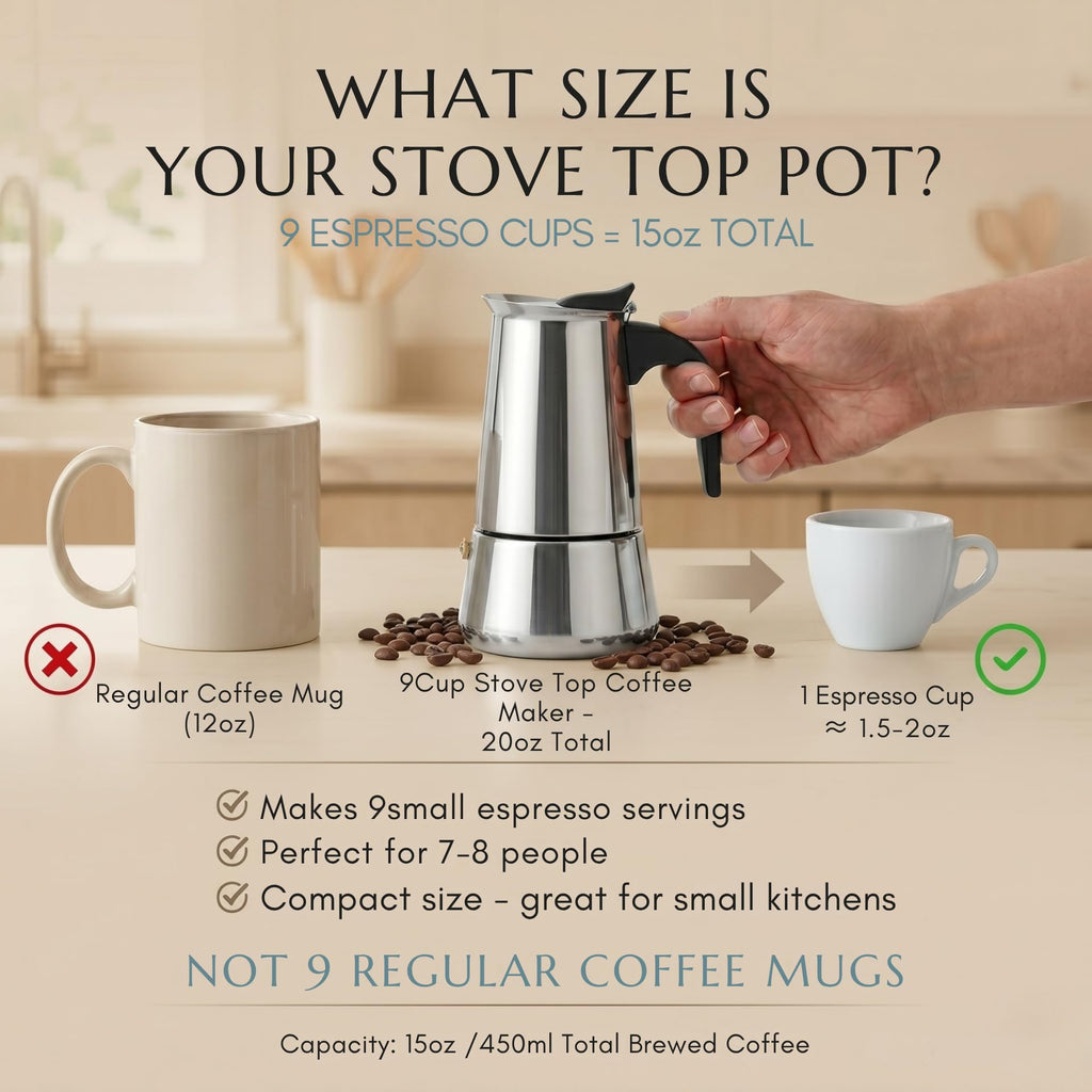 9 Cup Stainless Steel Moka Pot U283479