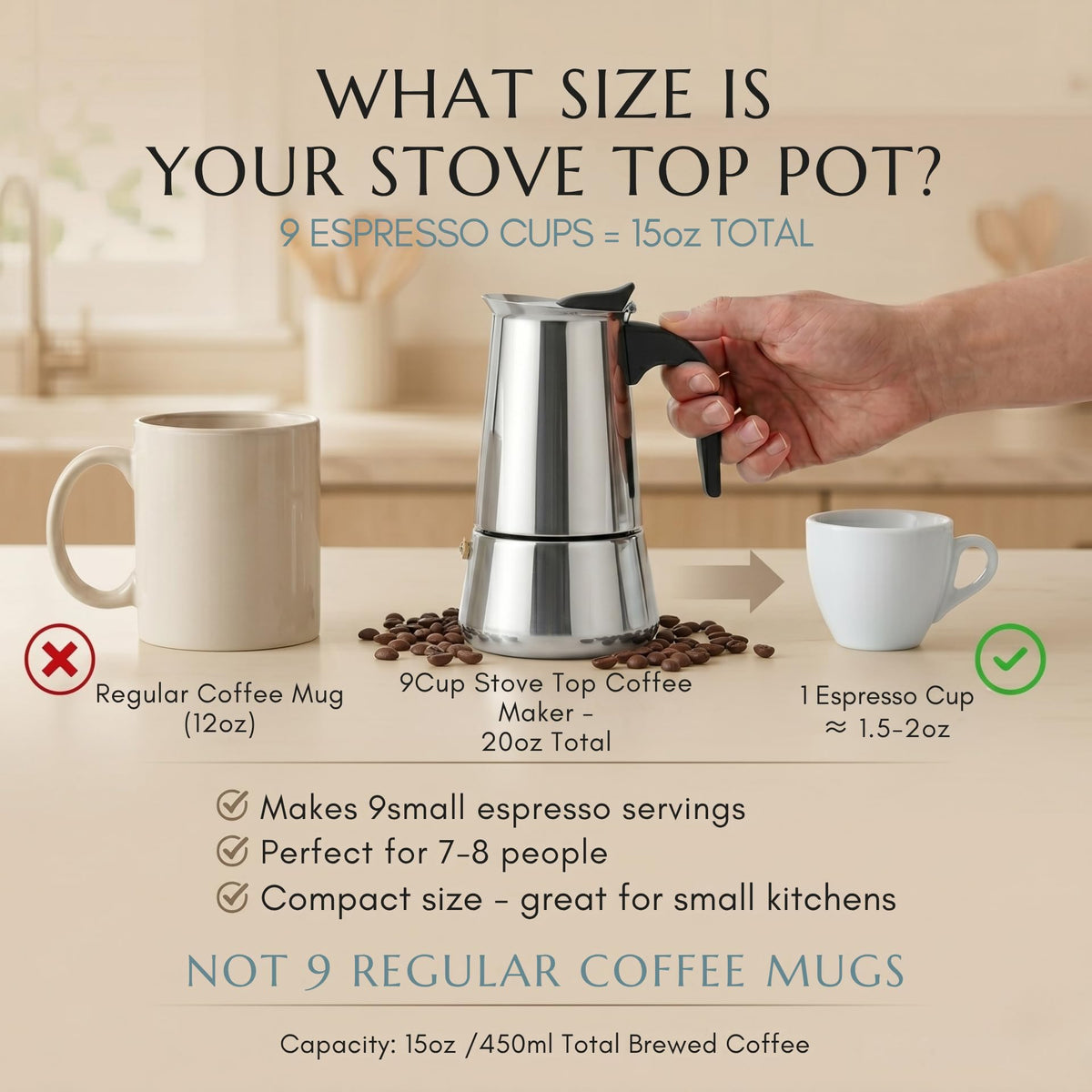 9 Cup Stainless Steel Moka Pot U283479