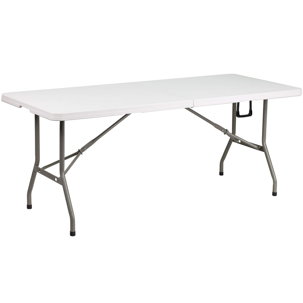 6-Foot Bi-Fold Granite White Plastic Folding Table U797651
