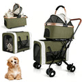 Foldable Double Pet Stroller with Detachable Carriers and 4 Lockable Wheels S23989