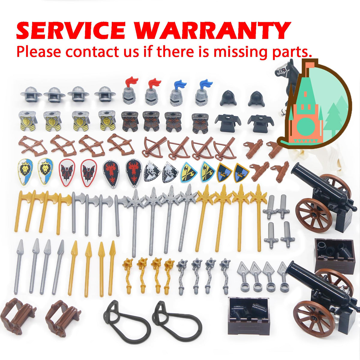 Building Block Medieval Weapon Armor Swords Helmet Horse K1471