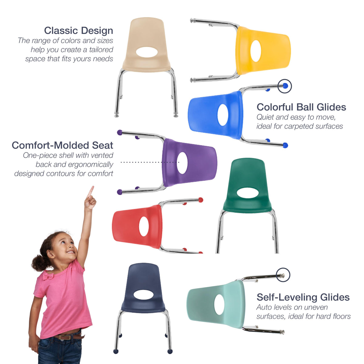 18" Light Gray School Stack Chair A1988