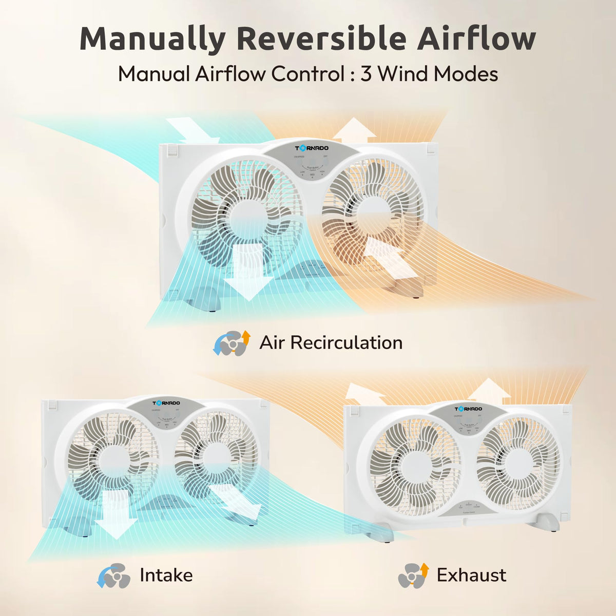 9 Inch Dual Window Fan with Remote Control, 3-Speed, White G940
