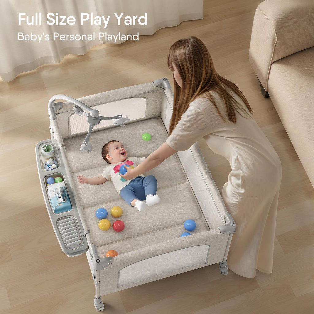 Baby Bassinet, Pack and Play, Bedside Crib Sleeper, Diaper Changer N6574