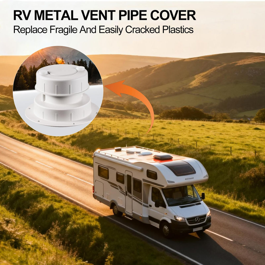 Aluminum RV Plumbing Vent Cap Kit with Screen White M546