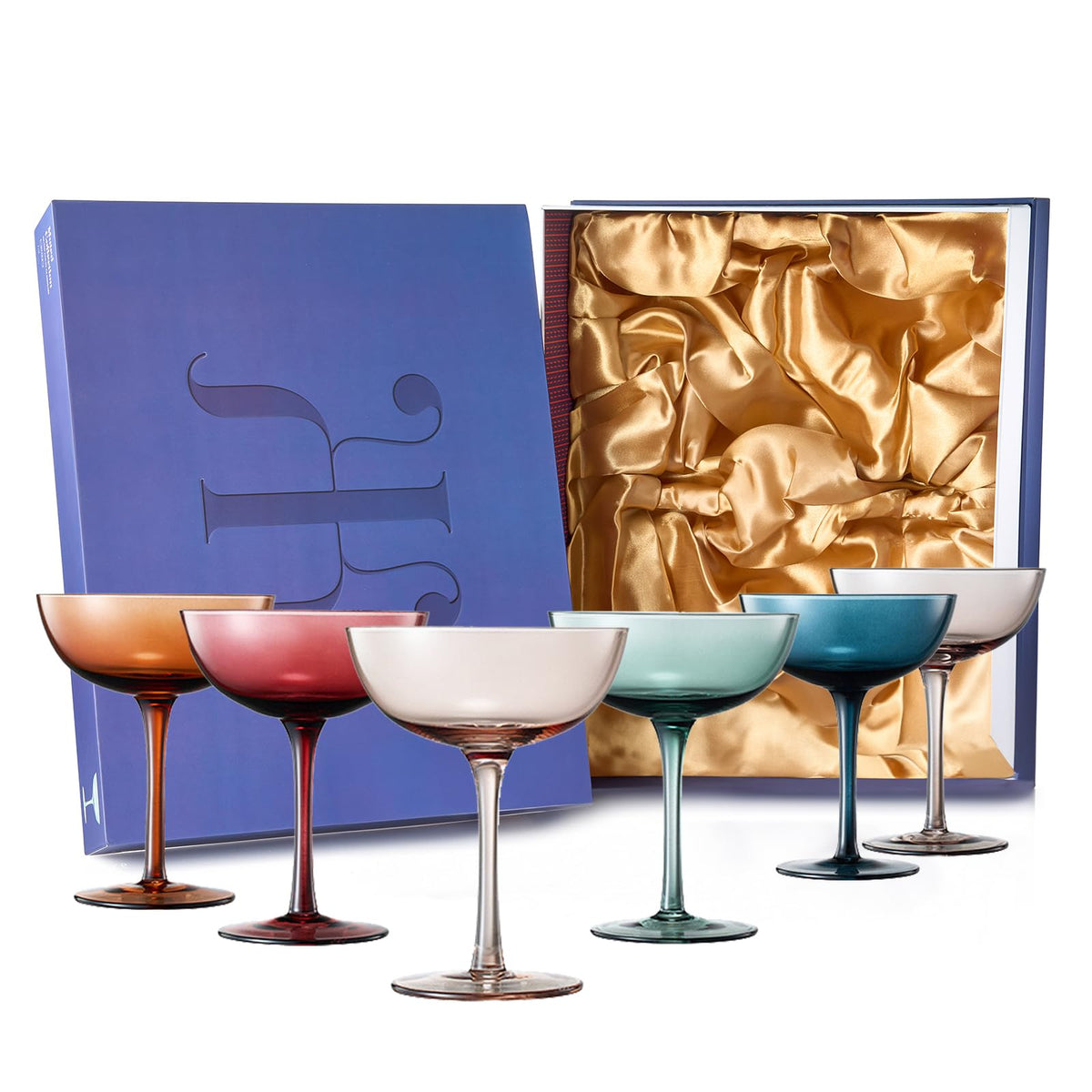 Colored Crystal Coupe Glasses Set of 6 I2331