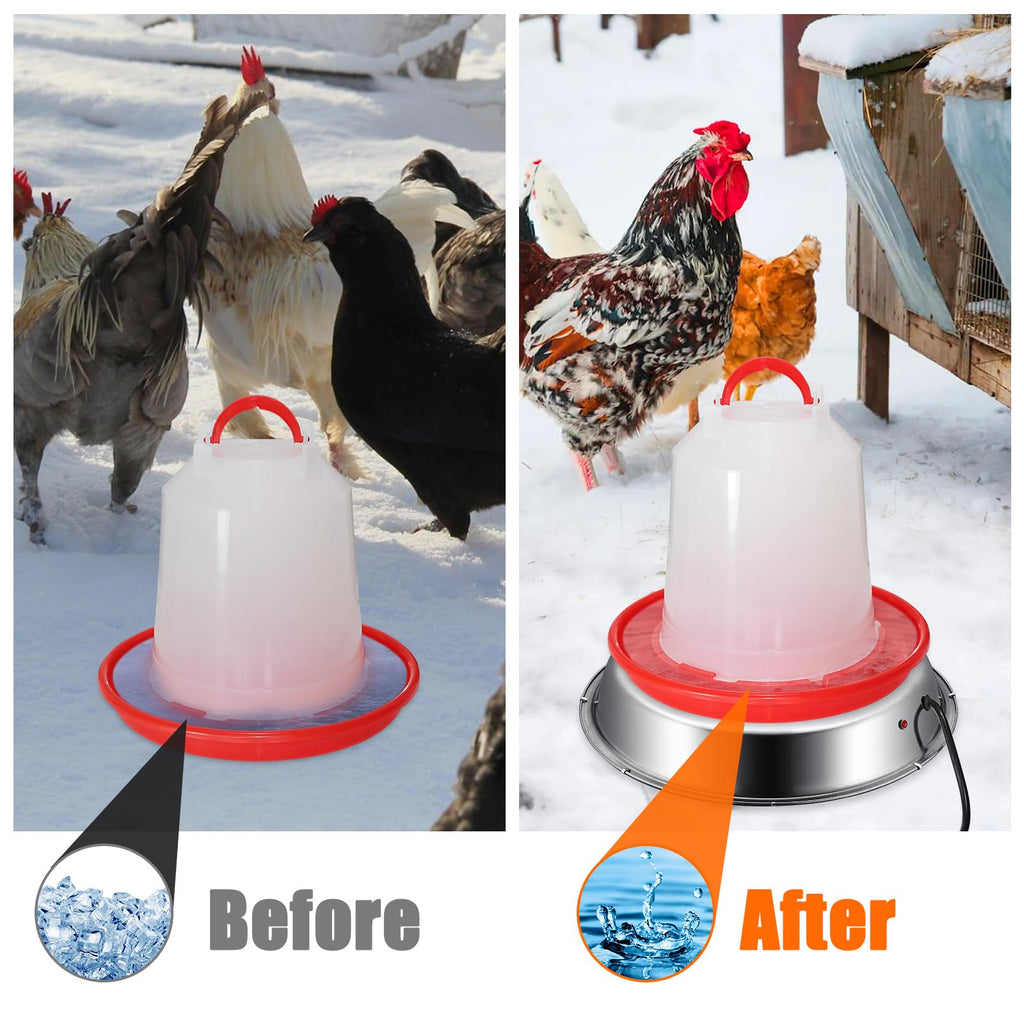 12 Inch 5 Gallons Poultry Waterer Heated Base with Thermostat Q170