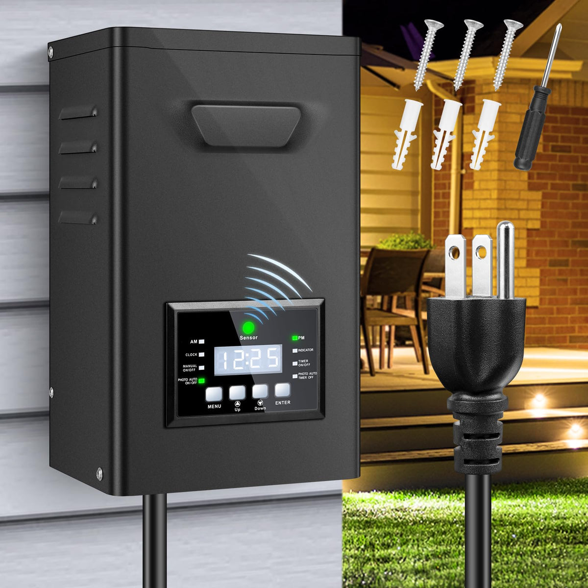200W Low Voltage Landscape Transformer with Timer and Photocell Sensor X589