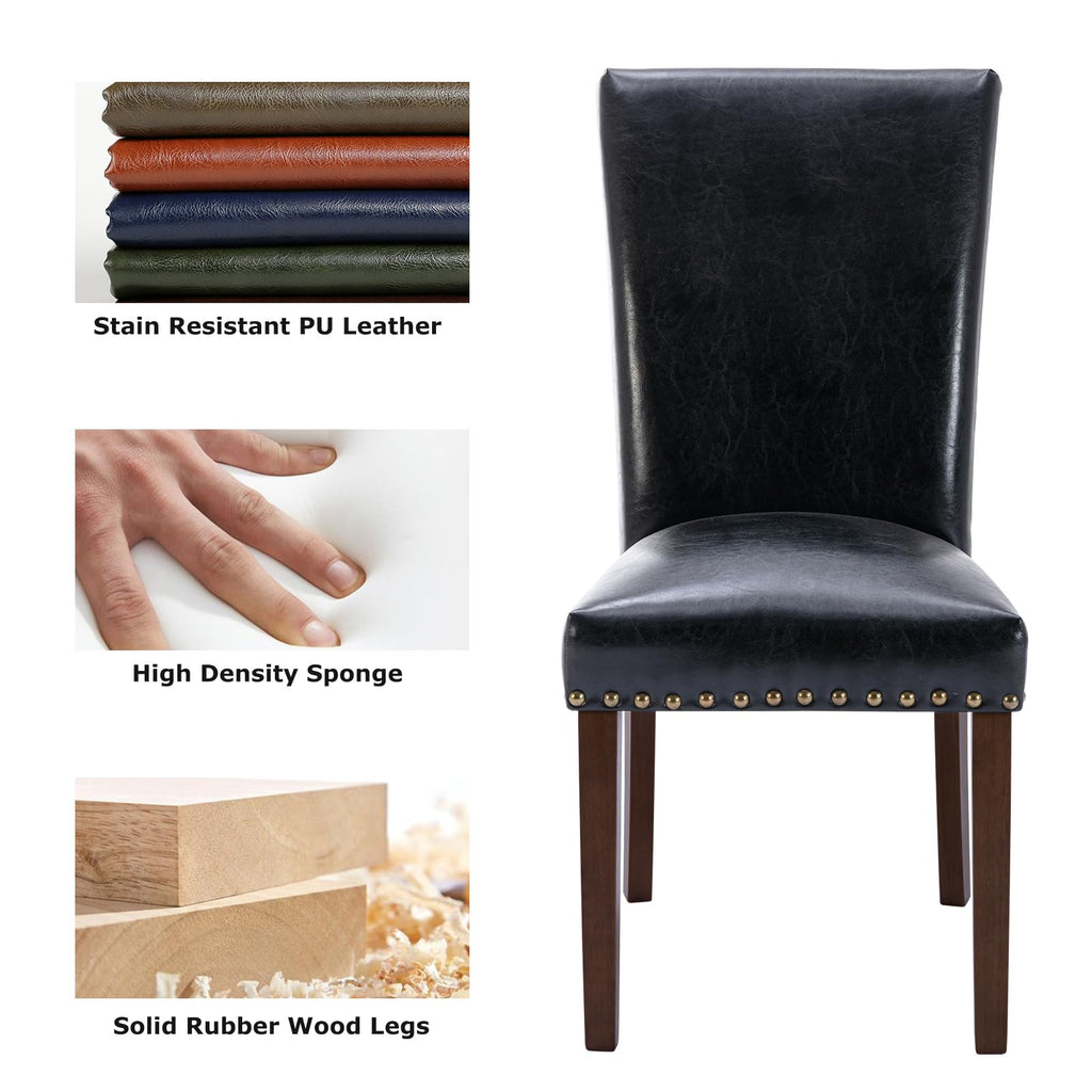 Black PU Leather Upholstered Dining Chairs Set of 6 H830528