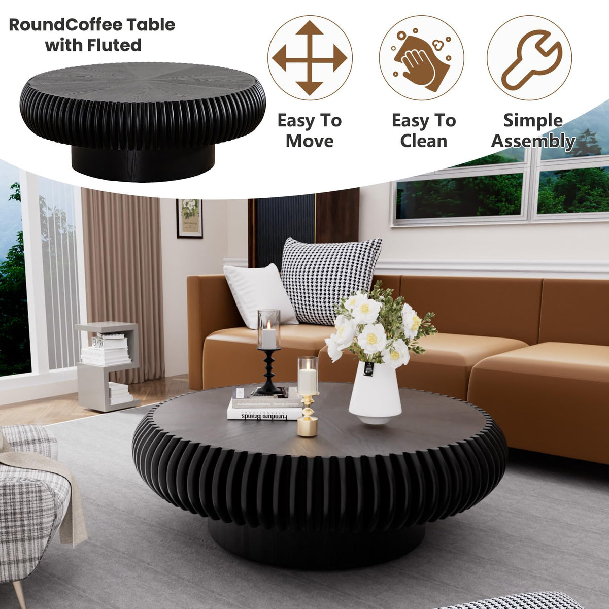 Black Round Coffee Table M925