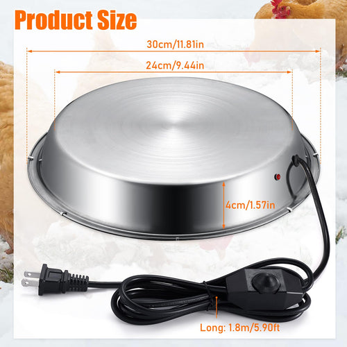 12 Inch 5 Gallons Poultry Waterer Heated Base with Thermostat Q170