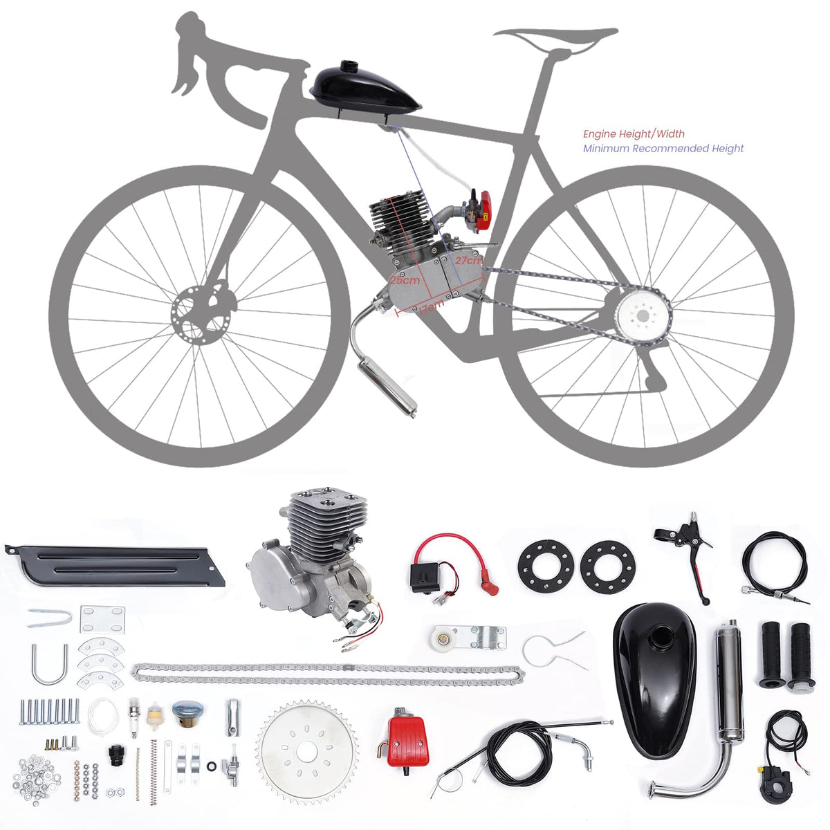 100cc 2 Stroke Air-Cooling Bicycle Engine Kit X973