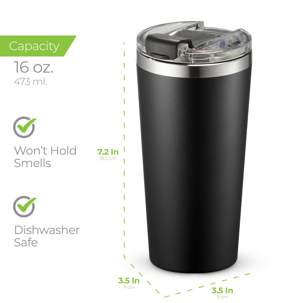 16 oz Stainless Steel Insulated Coffee Tumbler Black K798227