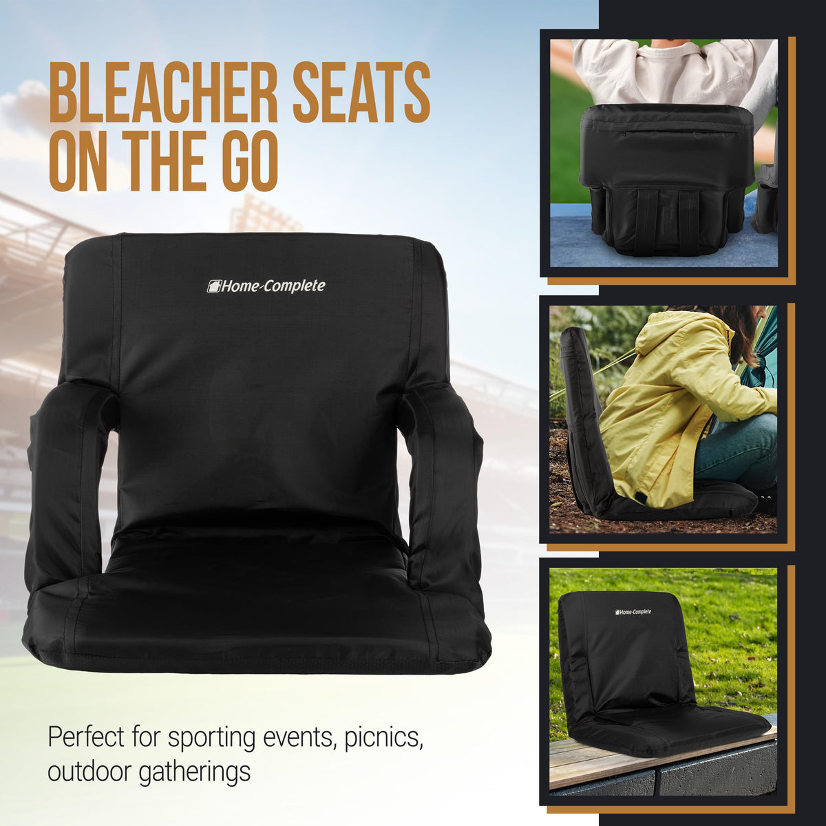 Folding Stadium Chair with Padded Back Support and Armrests U269