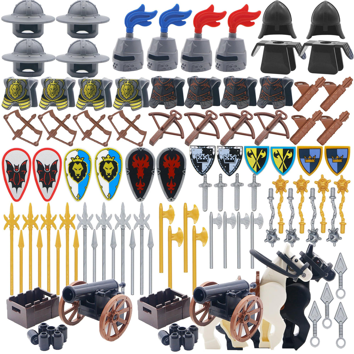 Building Block Medieval Weapon Armor Swords Helmet Horse K1471