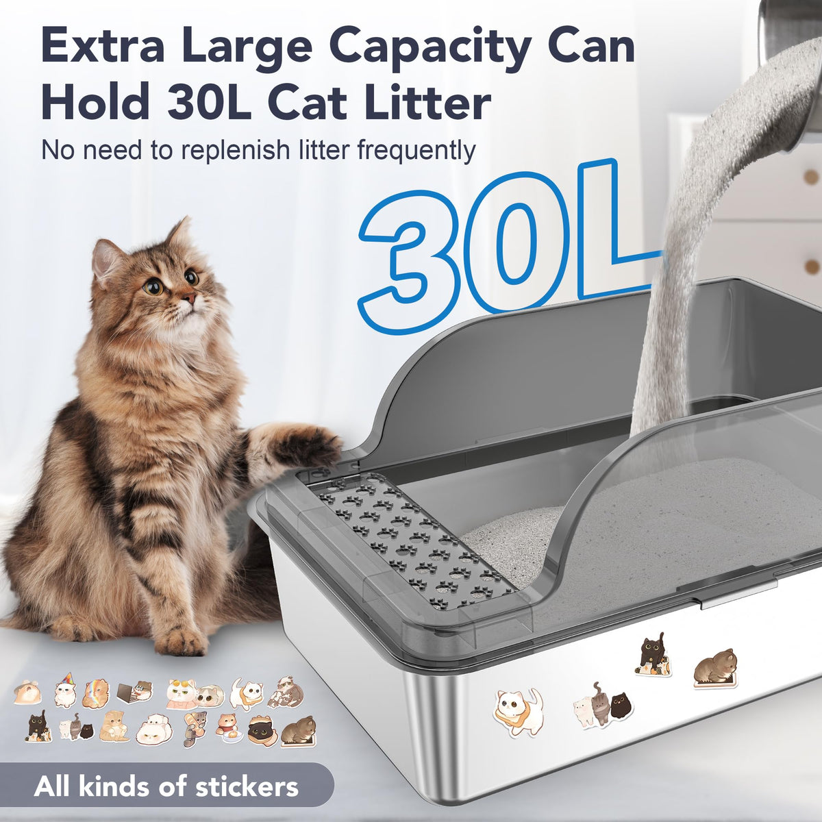 Stainless Steel Enclosed Cat Litter Box P334403