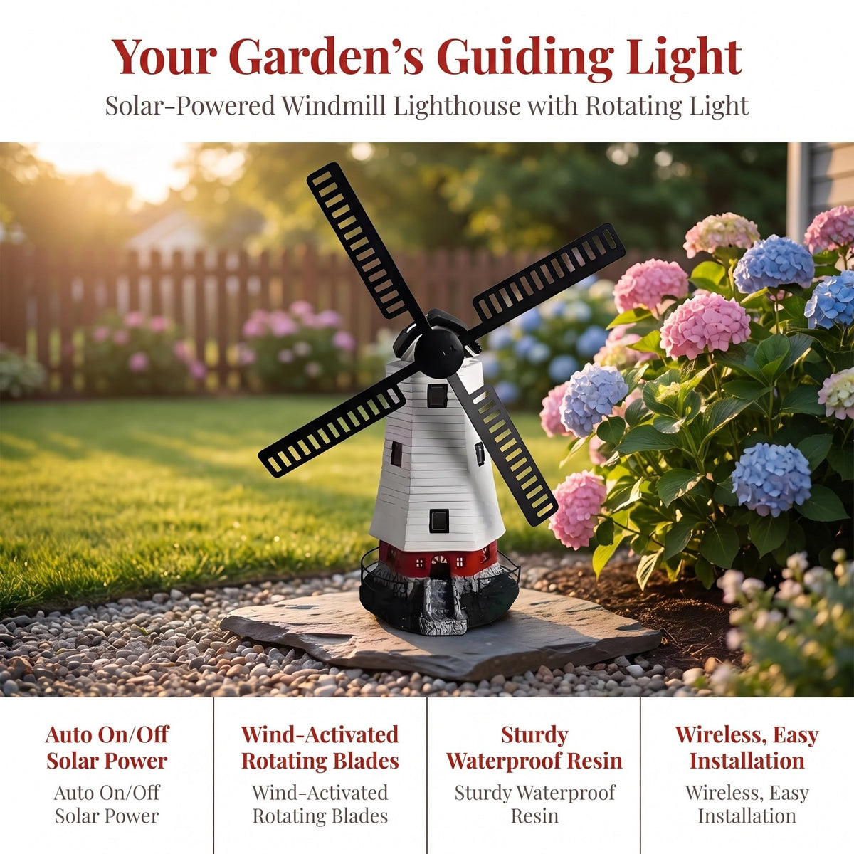 Solar Powered Lighthouse Statue 13 inch S35133