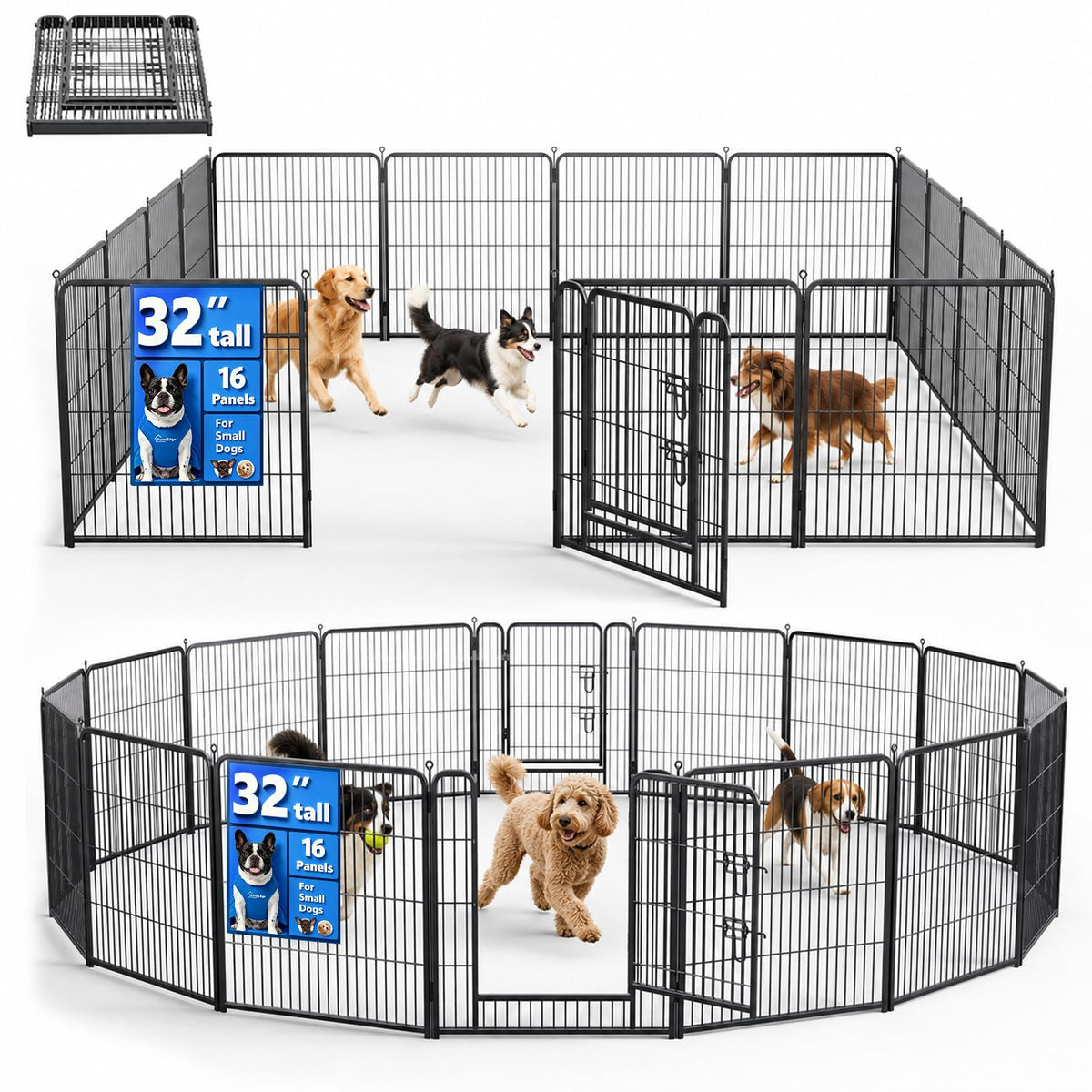 32 Inch 16 Panels Foldable Dog Playpen U407