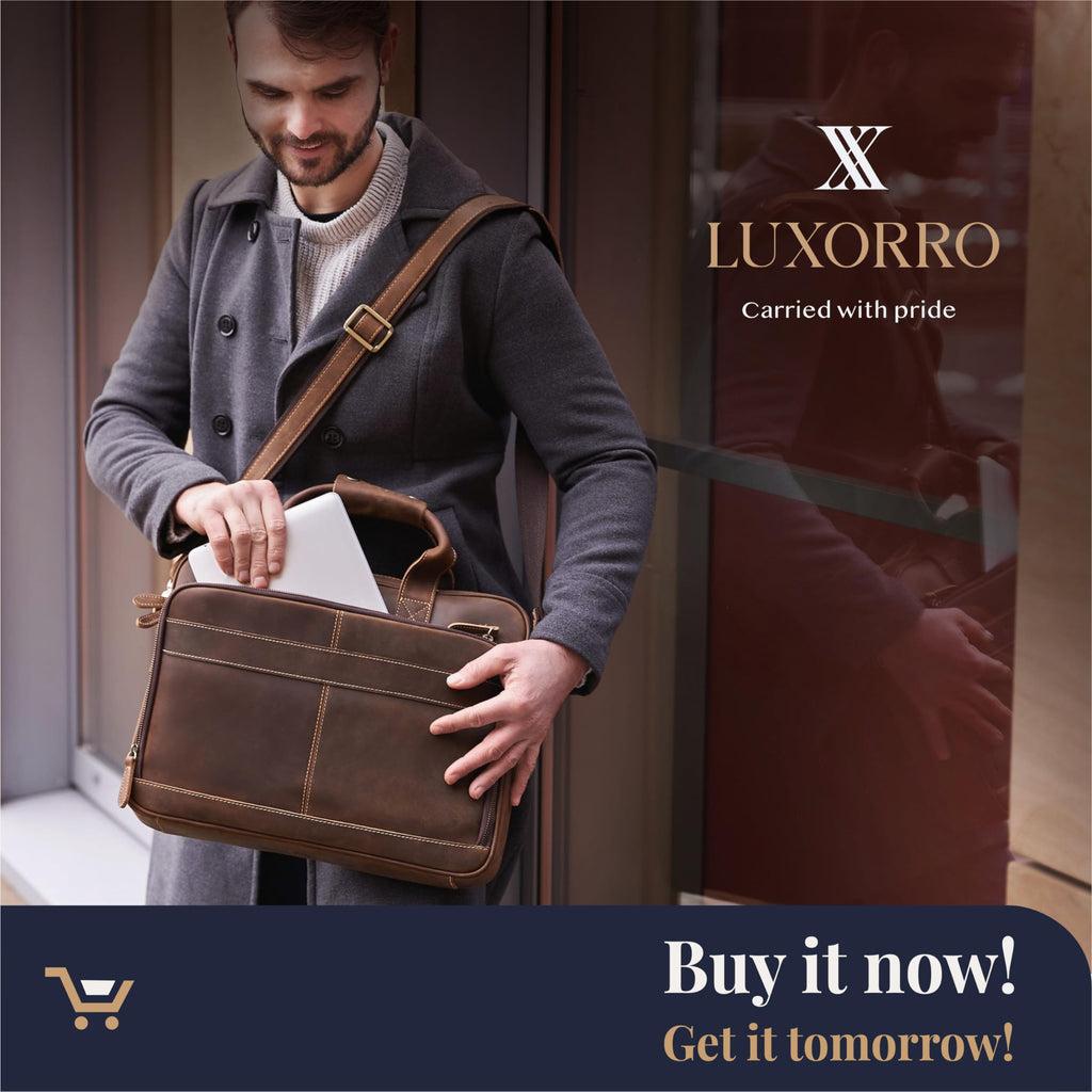 Full-Grain Leather Laptop Briefcase A89279