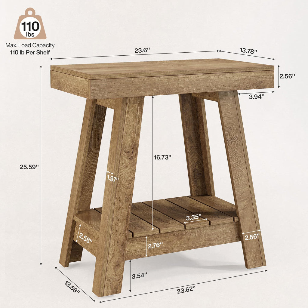 2-Tier Wooden End Table with Storage Y87491