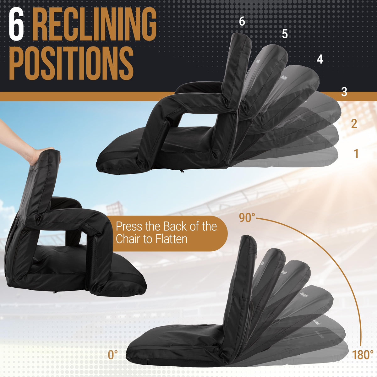 Folding Stadium Chair with Padded Back Support and Armrests U269