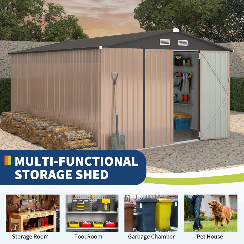 10X14 Ft Galvanized Steel Metal Storage Shed D211897