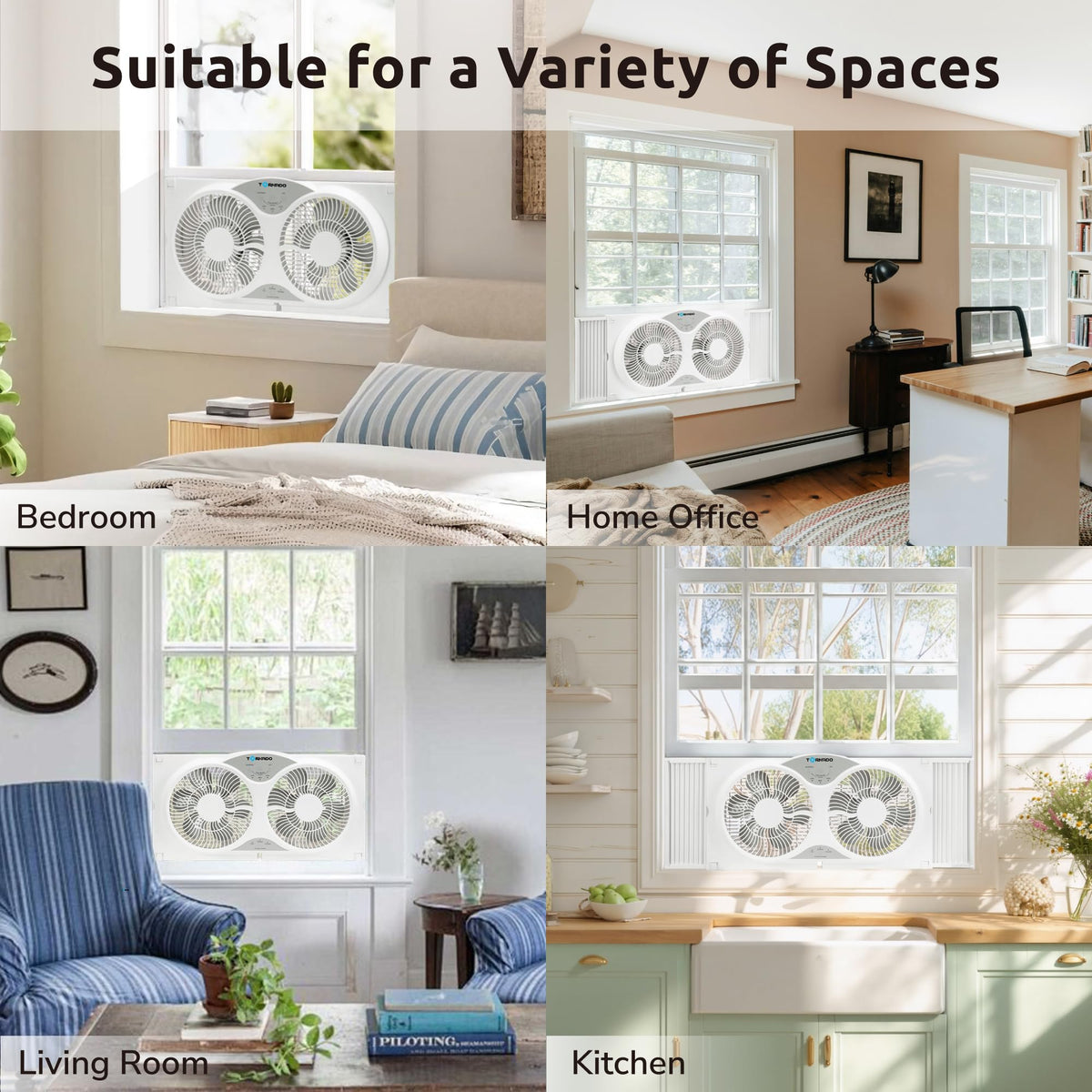 9 Inch Dual Window Fan with Remote Control, 3-Speed, White G940