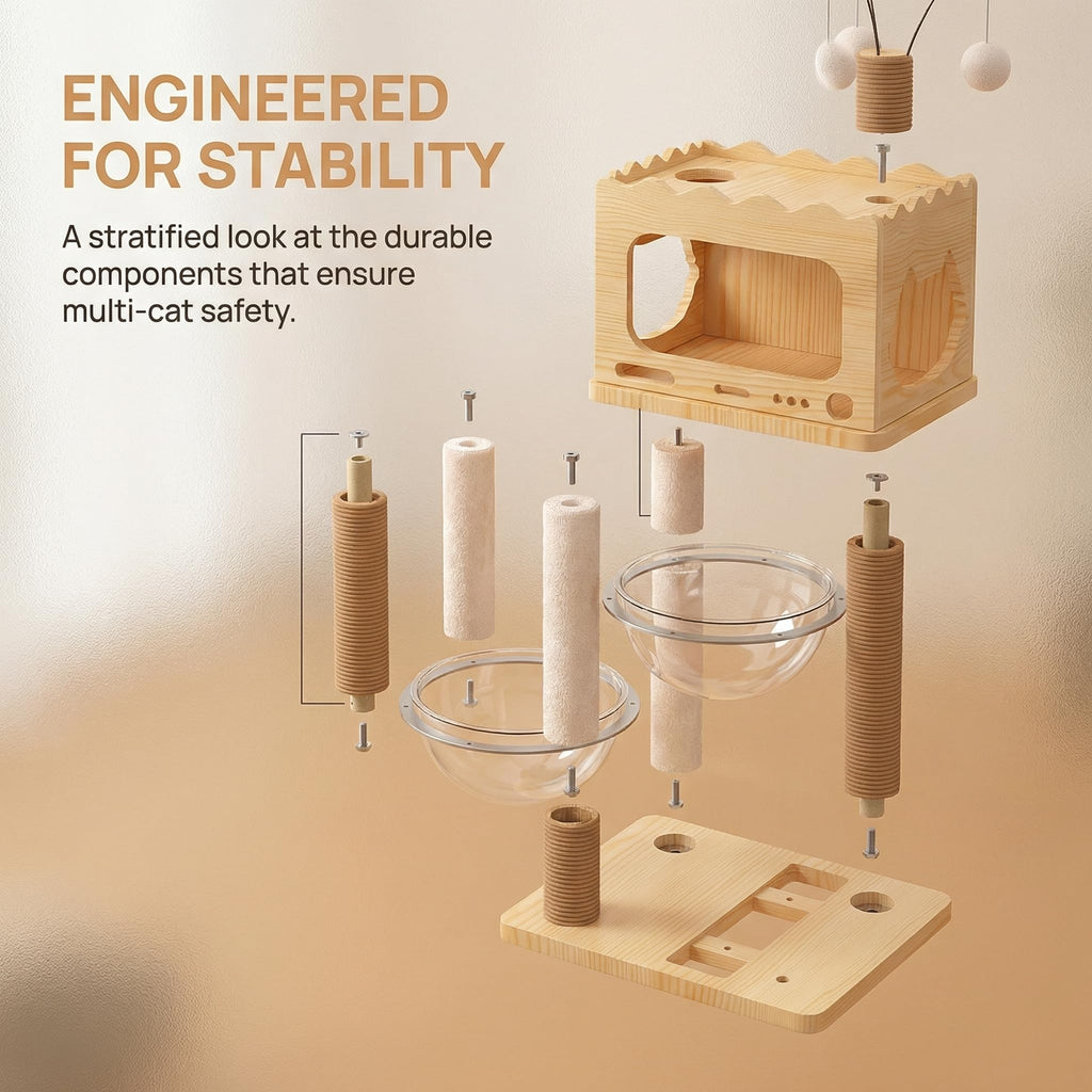 67" Cat Tree Tower with Clear Space Capsule V5936