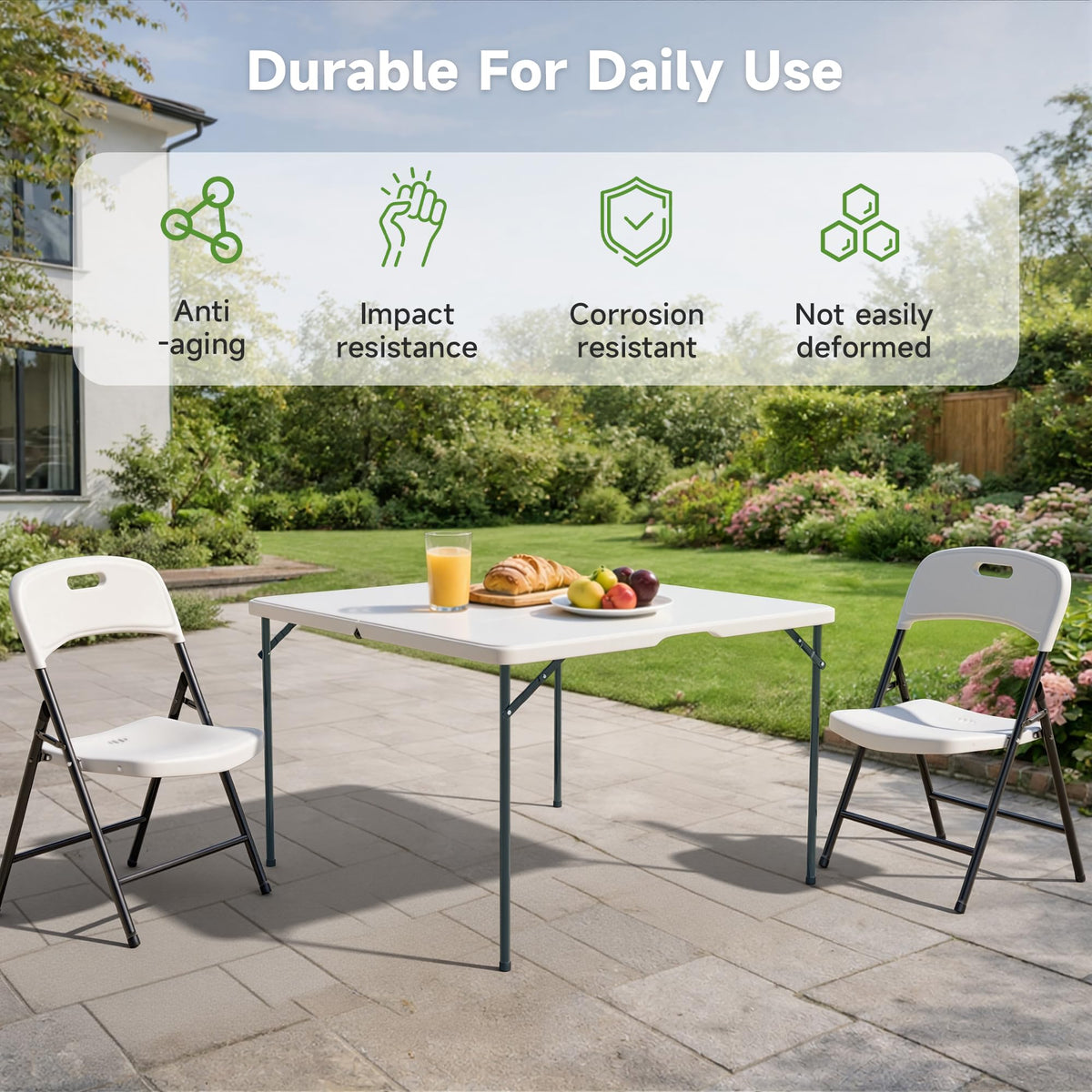 3 ft Square Folding Card Table with Carrying Handle L576