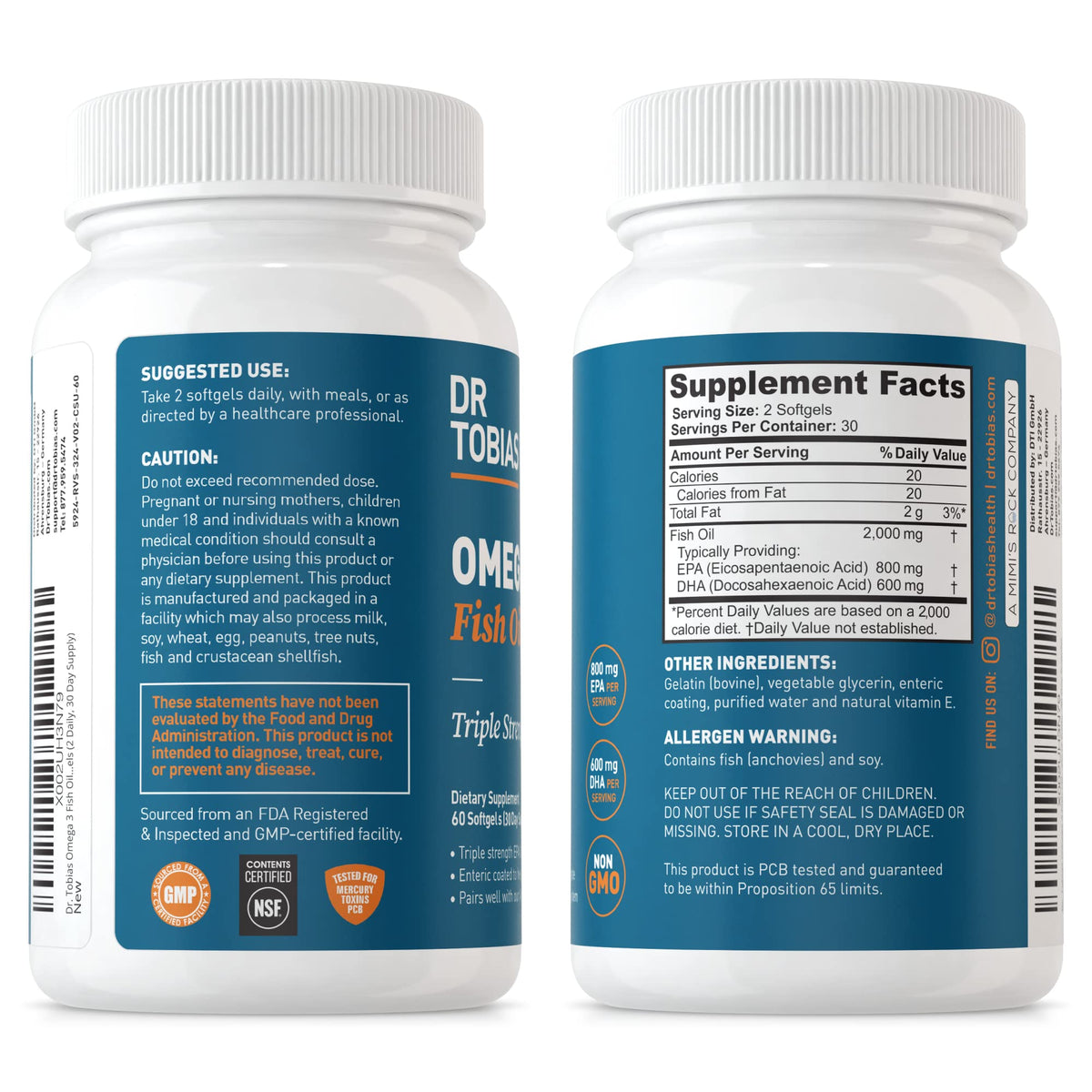 Omega 3 Fish Oil & Lung Health Supplements, 60 Capsules Q868