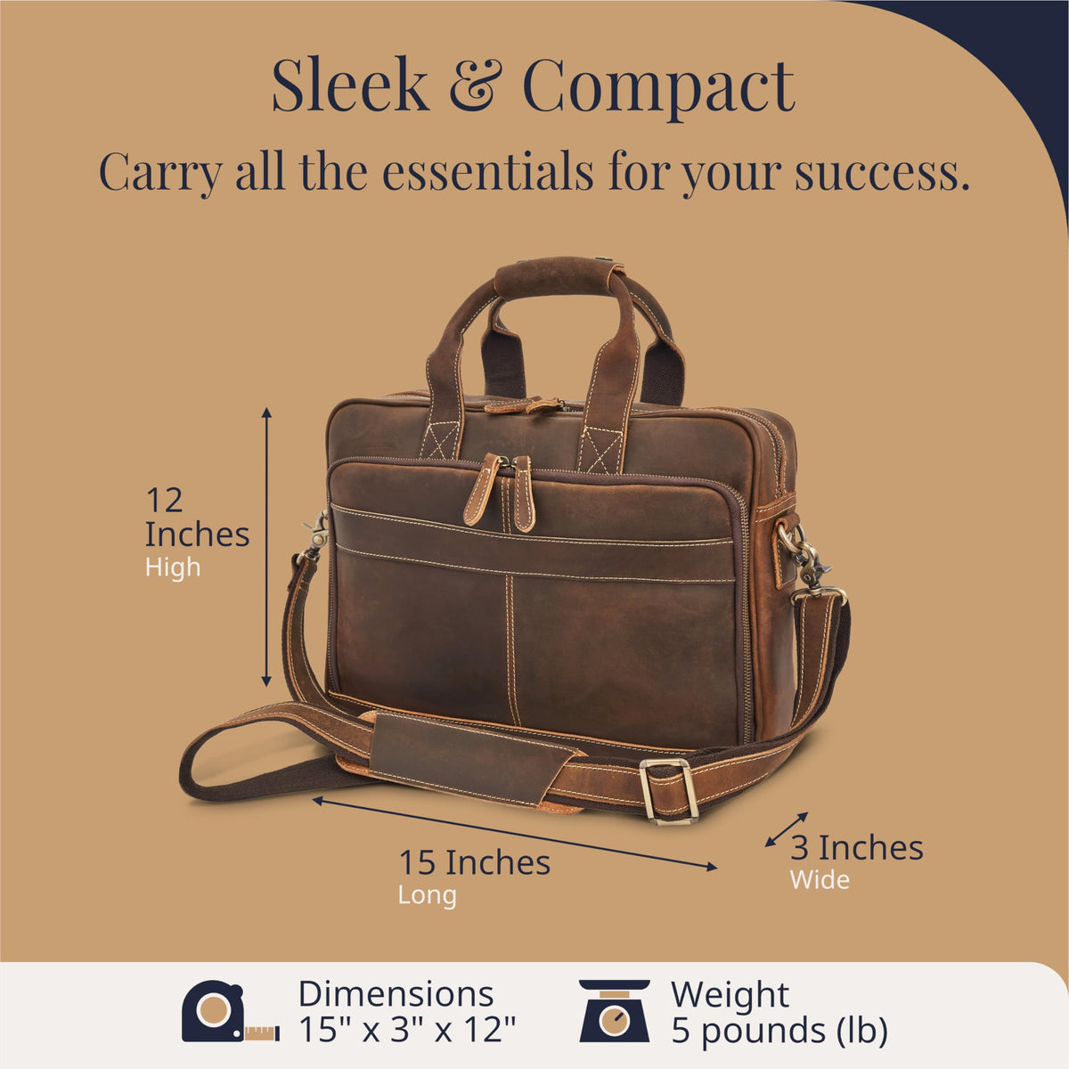 Full-Grain Leather Laptop Briefcase A89279