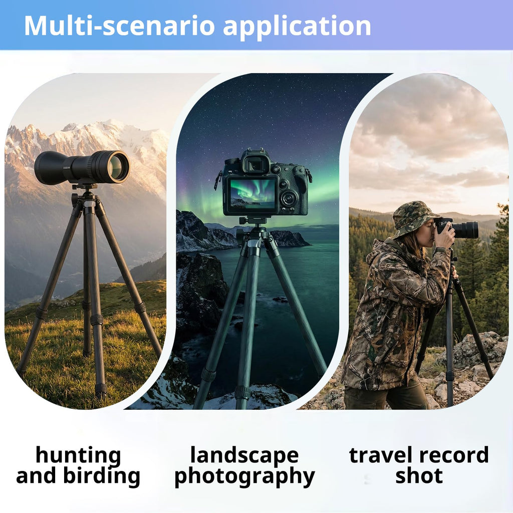 Carbon Fiber Hunting Tripod with Bubble Level and Ball Head V225