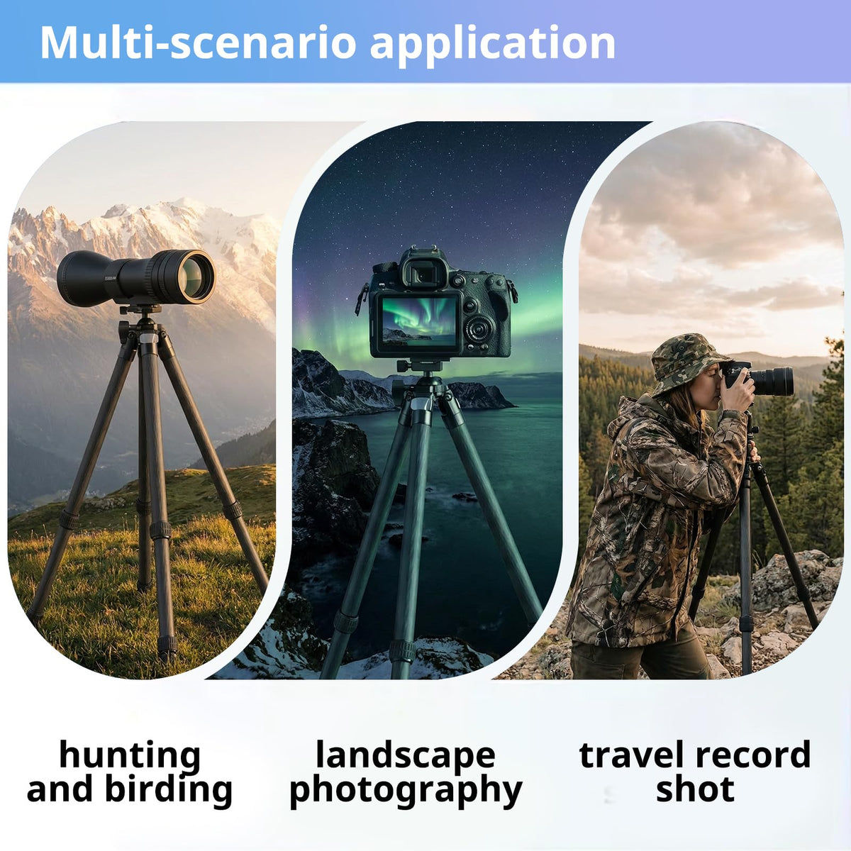 Carbon Fiber Hunting Tripod with Bubble Level and Ball Head V225