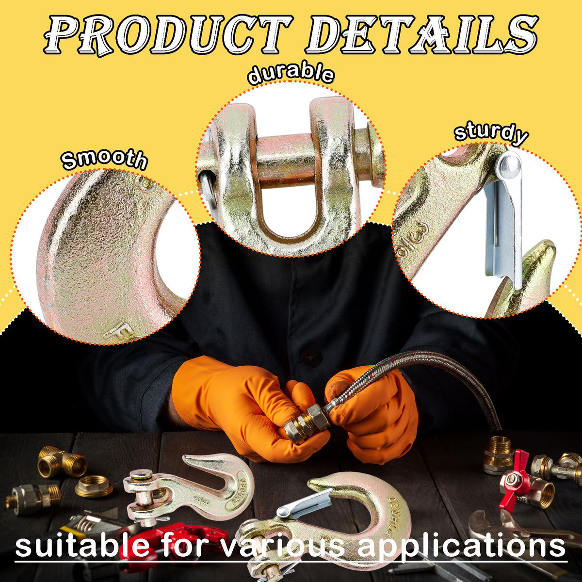 3/8" Clevis Slip Hook Set with Safety Latch G70 Forged Steel V792