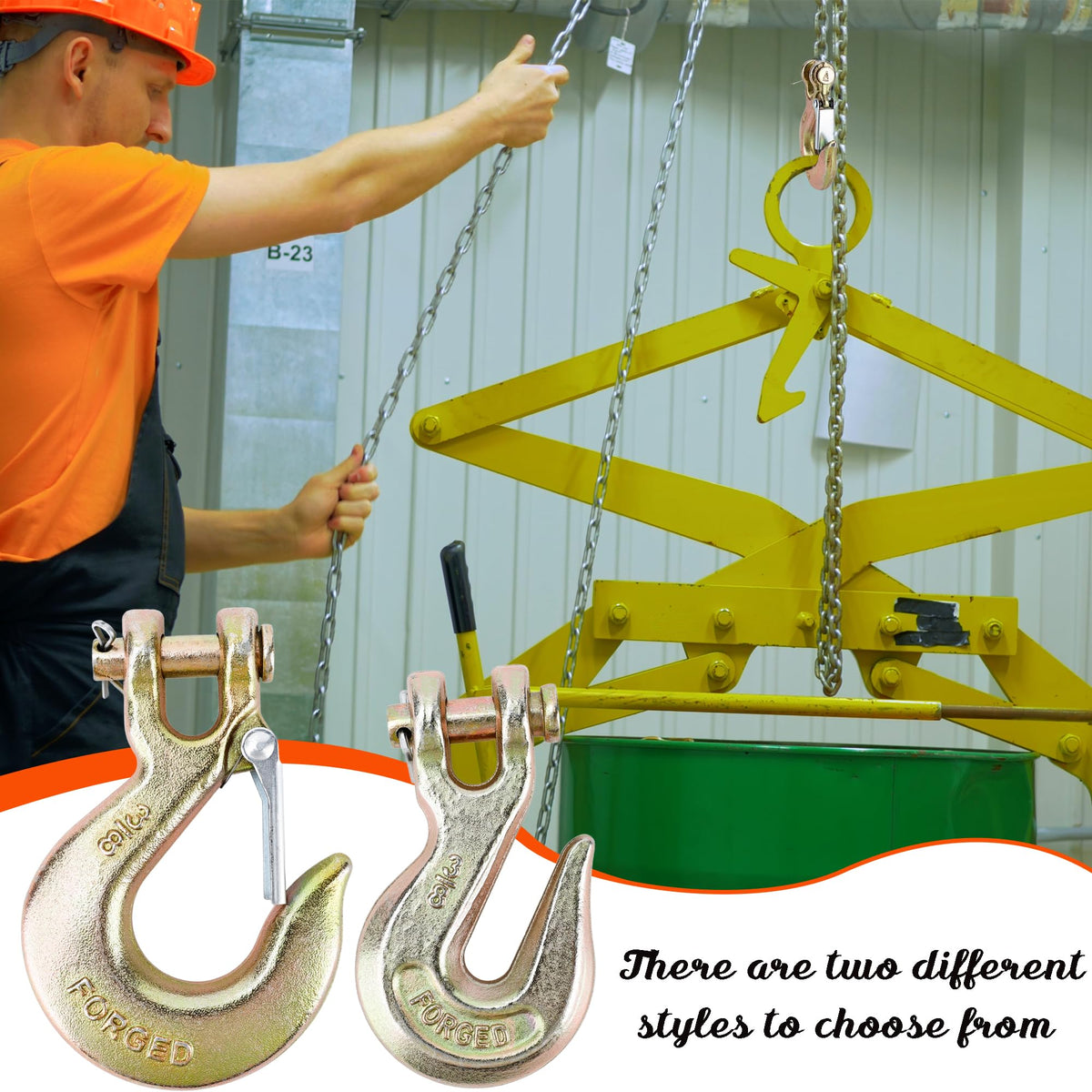 3/8" Clevis Slip Hook Set with Safety Latch G70 Forged Steel V792